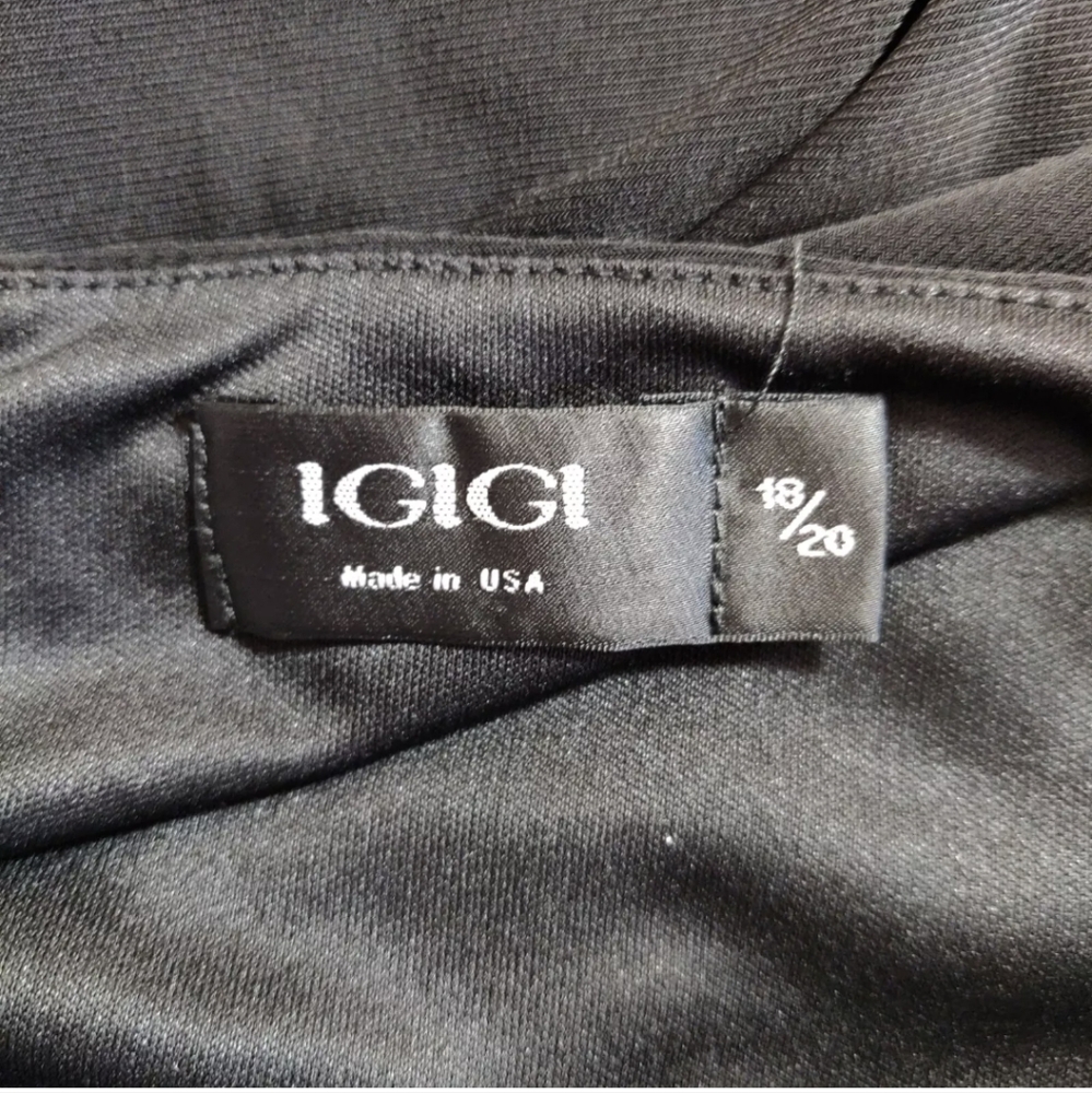 IGIGI Solid Black Stretchy Faux Wrap Dress Formal Cocktail Plus Size 18/20 - Picture 11 of 14